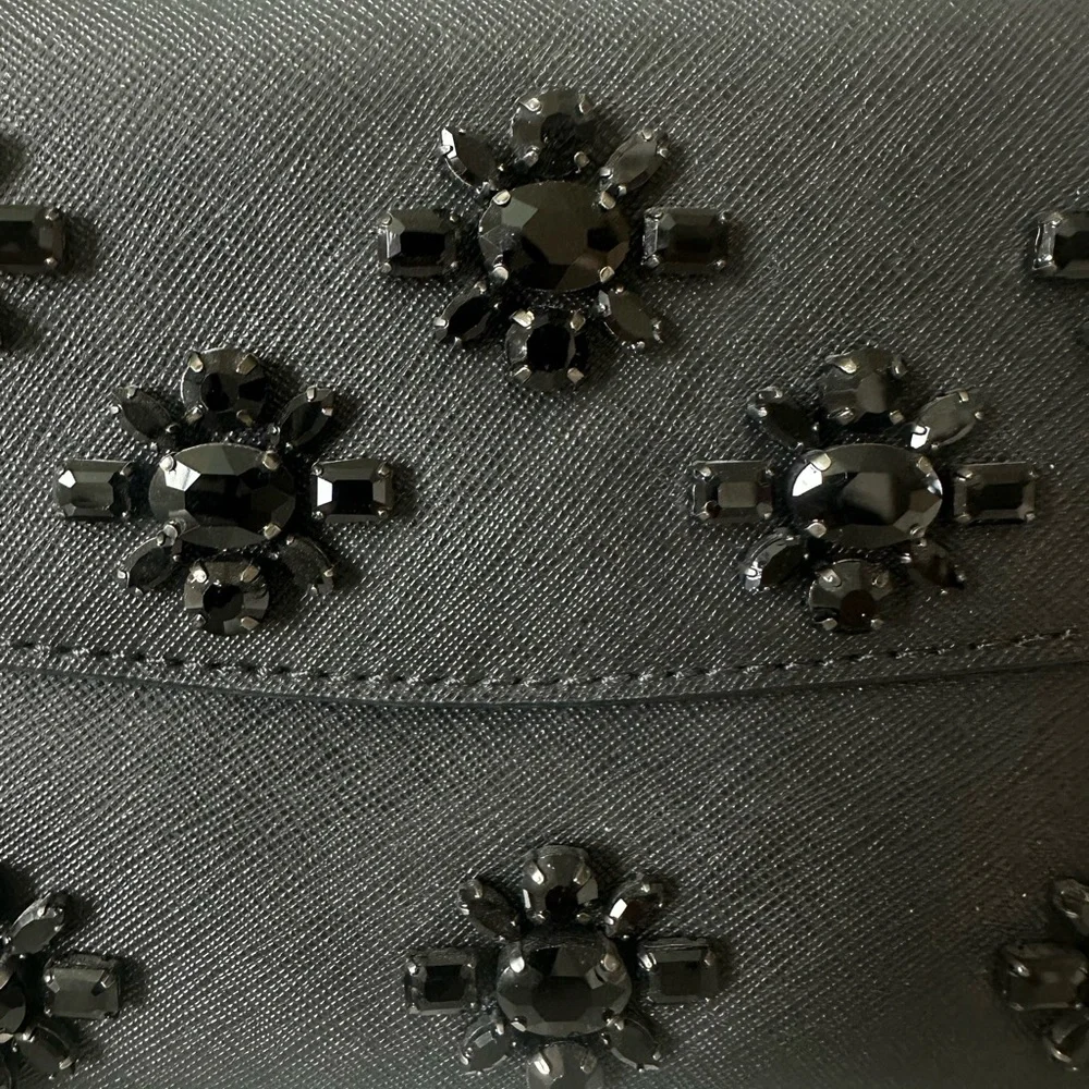 Michael Kors Black Mini Bag with Jeweled Floral Embellishments - Picture 6 of 10